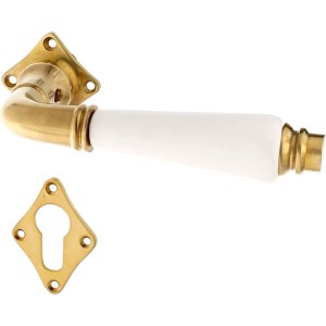 Wohnungstürbeschlag patiniert aus Messing matt gold ergonomische Form